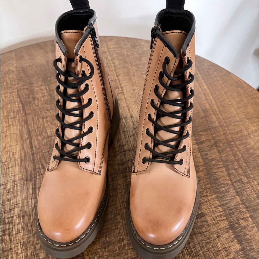 Roolee Brown Lace-Up Combat Boots